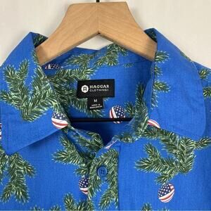 Vintage Haggar Patriotic Shirt Button Down American Flag Ornaments Mens Med